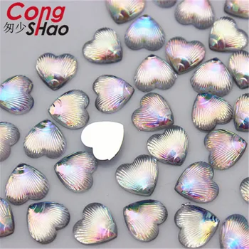 Cong Shao 200pcs 8mm AB Inimă de Culoare Acrilic Rhinestone trim pietre si cristale Flatback Pentru Haine DIY Decorare de Artizanat CS569