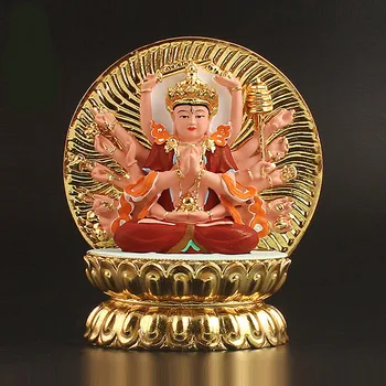 12,5 cm Placare cu Aur de Rășină Consumabile Budist Tibetan Dorje Tsundi Statuie a lui Buddha,Masina/Casa Punerea Decora Bodhisattva Figurina