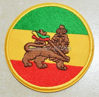 VÂNZARE FIERBINTE! ~Steagul Regatului lui iuda ~ rasta rastafarai leul din iuda reggae fier pe patch-uri,Aplicatii, din Pânză, Calitate