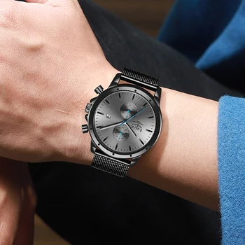 Mens Ceasuri de Lux de Top de Brand LIGE Afaceri Ceas Barbati Cronograf din Oțel Complet rezistent la apa Analog Cuarț Ceas de mână de sex Masculin Ceas+Cutie