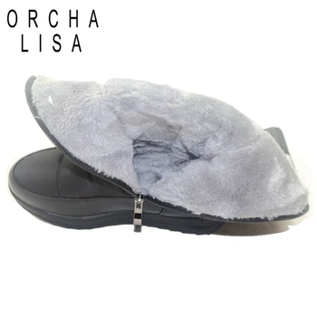 ORCHA LISA Marca Gros de Pluș Genunchi Ridicat Cizme de Zăpadă Cald Cizme de Iarna pentru Femei cu Fermoar Pene Platforma Cizme de Iarna Botines Mujer C010