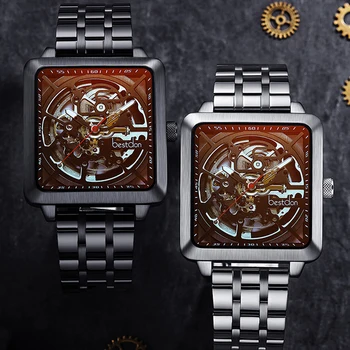 Don Dreptunghi Bărbați Ceas Automatic Mecanic din Oțel Complet Impermeabil Ceasuri de Om Cu Luminos Ceasuri Cadou Relogio Masculino