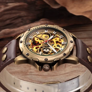 2020 Nou Brand de Lux pentru Bărbați Retro Bronz Steampunk Schelet Ceas Automatic Mecanic Relogio Barbati Casual Vintage Ceas de mână