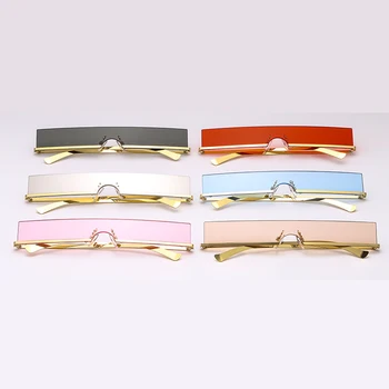 Peekaboo mens înguste ochelari de soare pentru femei jumătate cadru 2019 aur roșu dreptunghiular ochelari de soare pentru barbati vintage retro uv400 metal