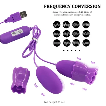 EXVOID 20 de Modul de Adult Produsului G-spot Masaj Limba Oral Lins Alimentare USB Jucarii Sexuale pentru Femeile Limba Vibrator Dual Ou Vibratoare