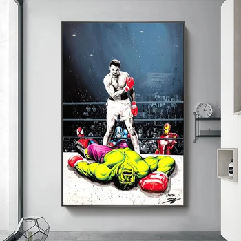 Muhammad Ali VS Hulk Panza Picturi pe Perete Artă Box Postere de Arta Graffiti, Imagini pentru Acasă Cuadros