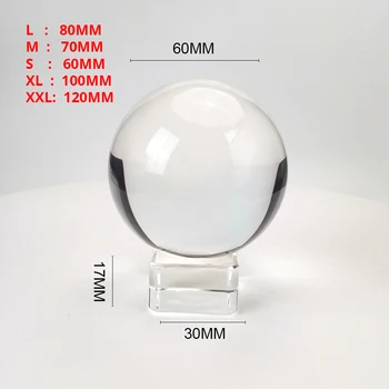 Clar 60mm/70mm/80mm/100mm/120mm glob de Cristal cu Suport Gratuit K9 Cristal Minge de Sticlă pentru Fotografie Prop
