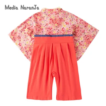 Pentru Fete Primavara Toamna Cu Mâneci Lungi Baby Salopeta Stil Japonez Rosu Floral Mic Bowknot Tipărite Kimono Vladan