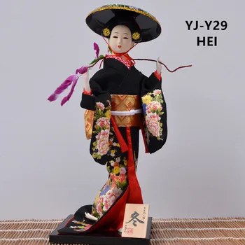 MYBLUE 30cm Kawaii Face Parte Gheișă Japoneză Kimono Doll Sculptura Casă Japoneză Figurina Acasă Decorare Camera Accesorii