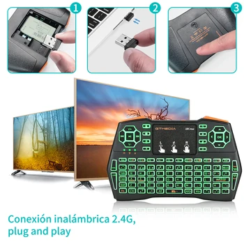 GTMEDIA i8X Plus Iluminata Tastatura Wireless 2.4 GHZ spaniolă Air Mouse, Touchpad-ul I8 de la Distanță Pentru G1 G2 GTC X96 Android TV Box