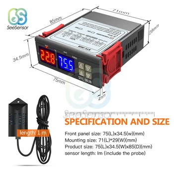 STC-3028 12V 24V 220V Dual Digital de Temperatură și Umiditate Controller Regulator Termostat pentru Frigider Termometru Higrometru