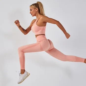 Peachtan fără Sudură yoga costum de Înaltă talie jambiere Lungi Sexy solid treninguri femei 2020 Bandeau sport antrenament haine sport