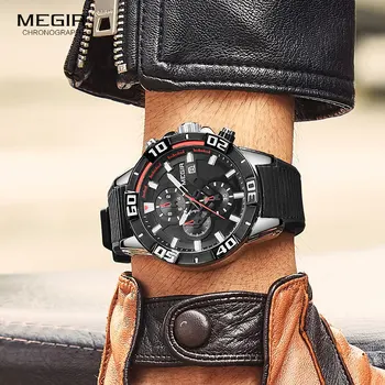 MEGIR de Moda Cuarț Bărbați de Lux Sportului Militar Ceas Cronograf rezistent la apa Relogio Masculino Brand de Top Ceas 2121