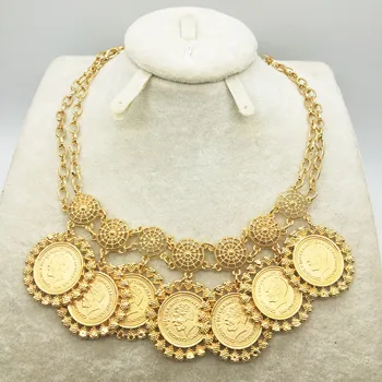 Noul design de Moda de Aur din Dubai Set de Bijuterii Nigerian Nunta Africane margele Seturi de Bijuterii set colier pentru femei etiopian bijuterii