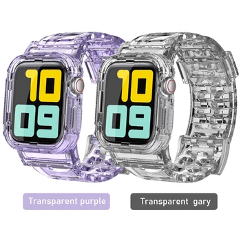 Noul Moale de Cauciuc Transparent Sports Band pentru Apple Watch 38/40/42/44mm Curea Bratara pentru iWatch Serie SE 6 5 4 3 2 1 Watchband