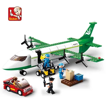 Sluban 383pcs City Avion de Jucarie cu Aer Autobuz Avion Blocuri de Jucărie Set de Aeronave Model de Jucărie DIY Cărămizi Avioane Compatibil Lego