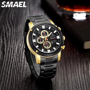 SMAEL Bărbați Ceasuri 2020 de Moda din Oțel Inoxidabil Trupa de Afaceri Ceas de mână de Brand de Top de Lux Cronograf Cuarț Ceas Sport 9153