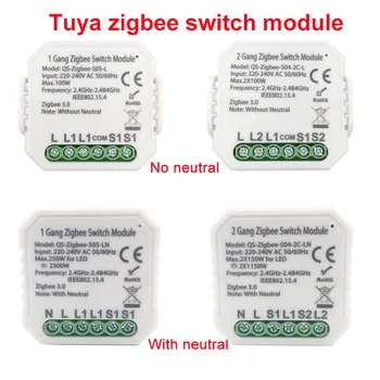 Tuya ZigBee 3.0 Smart Switch Module Cu/ Fără Neutru, 2 Wireless Comutatorului de Comandă a Releului de Sprijin Zigbee2MQTT Lucra cu Alexa