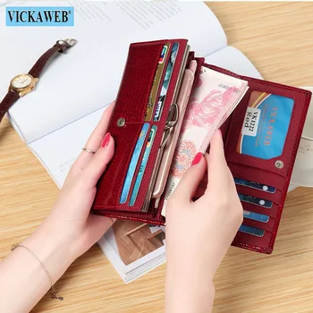 VICKAWEB lung portofel din piele portofel pentru femei geanta Solid doamnelor geantă Hasp femei portofele si posete Casual Geanta cu Bani Nou