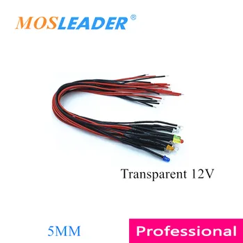 Mosleader 1000pcs 5MM LED 12V cu cablu de 20 cm Albastru Galben Verde Roșu Culoare Transparent rândul său, de culoare Precablat Diodă Emițătoare de Lumină